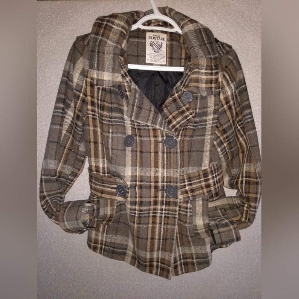 2/$10 Heritage Plaid Women's Jacket - Brown and Gray